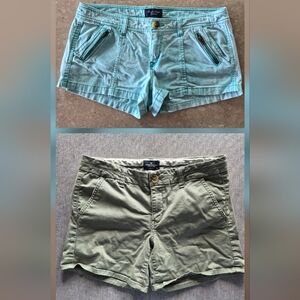Lot Of 2 AEO Y2K Shorts Sz 10 Blue Green 1 Micro Mini Preppy Beachy Low Mid Rise